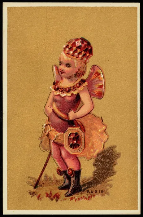Framed Print : Rubis, Girls, Gems, Jewelry, 19th Century American Trade Cards