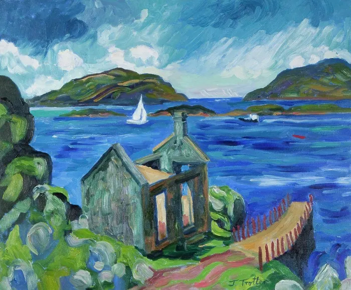 Framed Print : Ruined church on lake by Josephine Trotter (b.1940 / British) Framed Print : Ruined church on lake by Josephine Trotter (b.1940 / British)