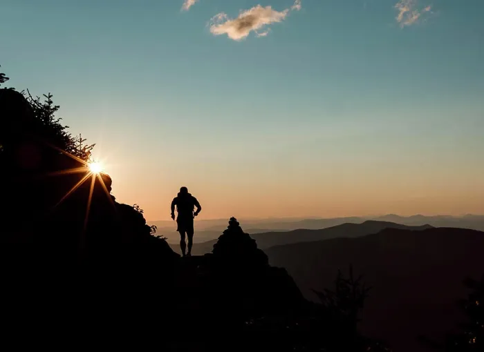 Framed Print : runner at sunset with stunning epic view, White Mountains, NH Framed Print : runner at sunset with stunning epic view, White Mountains, NH