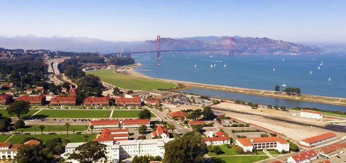 Framed Print : Sailboats fill the bay below the Golden Gate Bridge in the bay on the waterfront of San Francisco CA