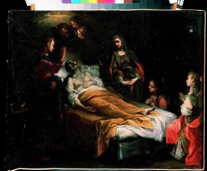 Framed Print : Saint Joseph's death by Italian master, oil on canvas, 17th century, Ukraine, Sevastopol, M. Kroshitsky Art Museum Framed Print : Saint Joseph's death by Italian master, oil on canvas, 17th century, Ukraine, Sevastopol, M. Kroshitsky Art Museum