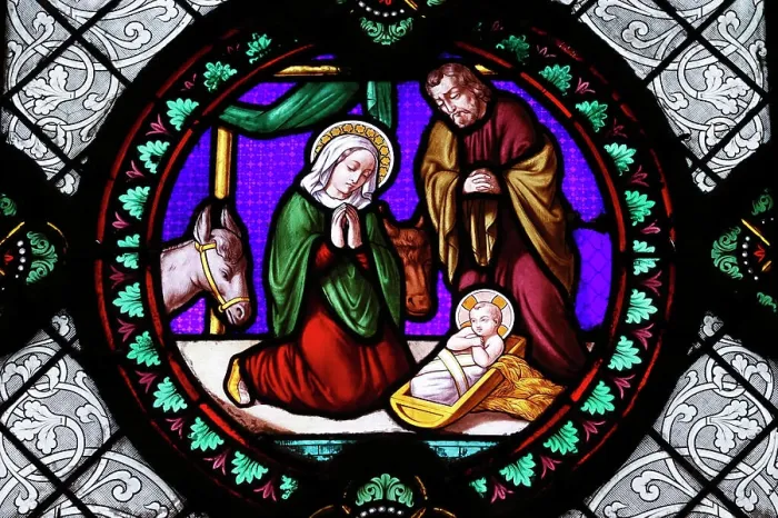 Framed Print : Saint Martin d'Ainay basilica. Stained glass window. Nativity of Jesus or birth of Christ. Lyon. France Framed Print : Saint Martin d'Ainay basilica. Stained glass window. Nativity of Jesus or birth of Christ. Lyon. France