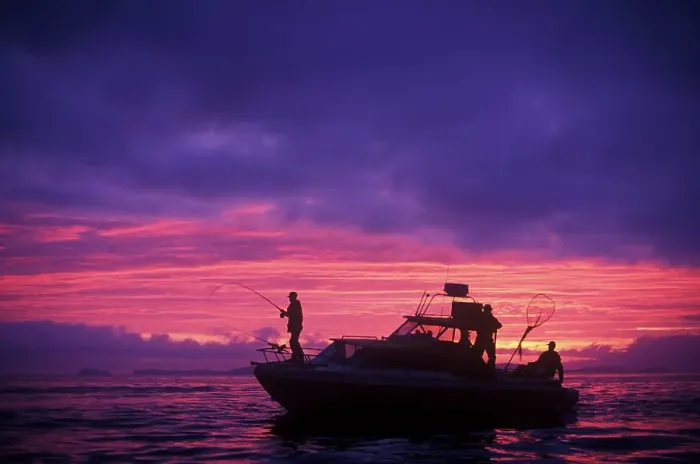 Framed Print : Salmon Fishing at sunset, Vancouver, British Columbia, Canada