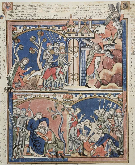Framed Print : Samson & Delilah: Old Testament Scenes Maciejowski Bible ca