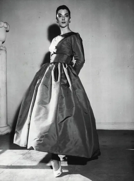 Framed Print : Scarlet Nights -- A red faille evening gown with a close-fitting bodice covered by a bolero Framed Print : Scarlet Nights -- A red faille evening gown with a close-fitting bodice covered by a bolero