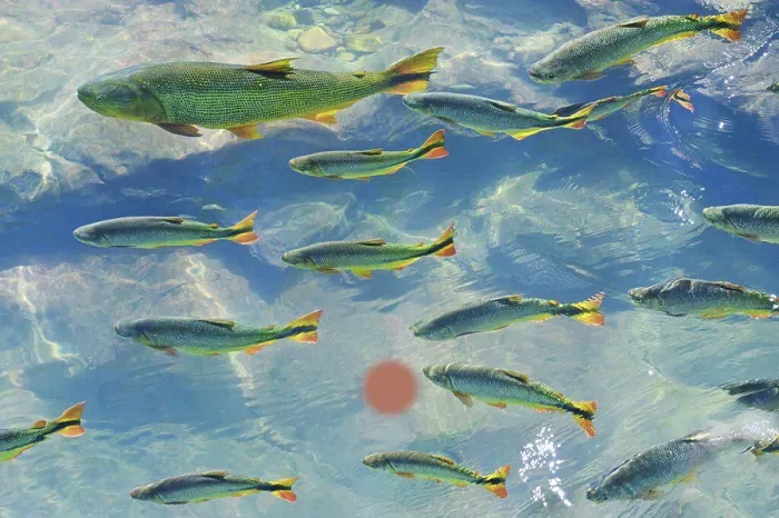 Framed Print : A school of fish in the clear waters of a river in the Pantanal in Brazil. August 7, 2012 Framed Print : A school of fish in the clear waters of a river in the Pantanal in Brazil. August 7, 2012
