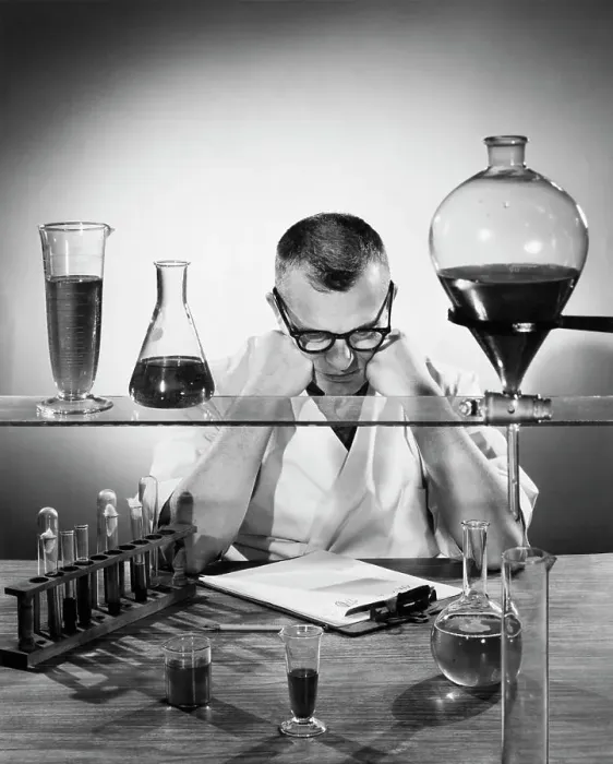 Framed Print : Scientist examining chemicals in a laboratory Framed Print : Scientist examining chemicals in a laboratory