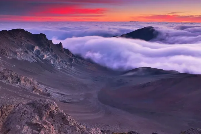 Framed Print : Sea of clouds over a volcanic mountain, Haleakala, Maui, Hawaii, USA Framed Print : Sea of clouds over a volcanic mountain, Haleakala, Maui, Hawaii, USA