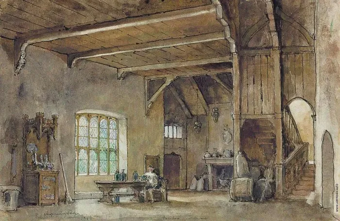 Framed Print : Set design for the Opera Falstaff by Giuseppe Verdi, Benois, Alexander Nikolayevich (1870-1960)