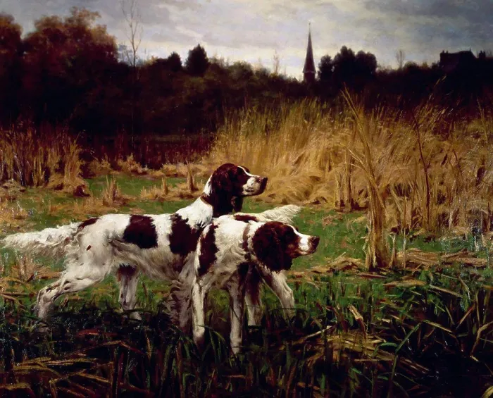 Framed Print : Setters Afield, Autumn by Percival Leonard Rosseau, (1859-1937) Framed Print : Setters Afield, Autumn by Percival Leonard Rosseau, (1859-1937)