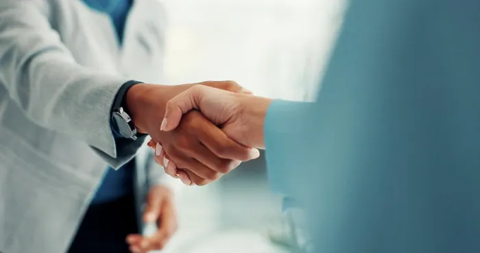 Framed Print : Shaking hands, interview and agreement for onboarding Framed Print : Shaking hands, interview and agreement for onboarding