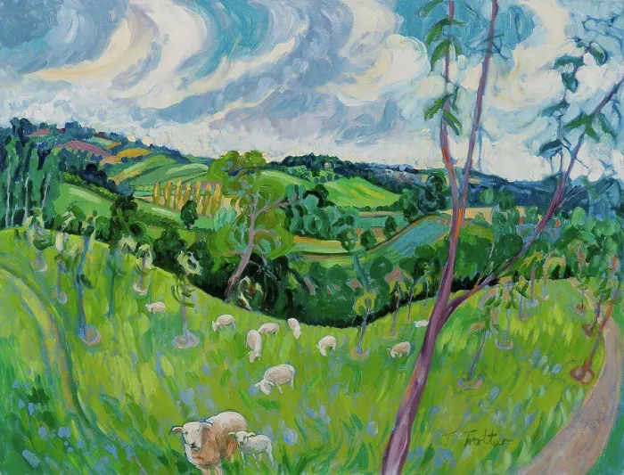 Framed Print : Sheep in Pasture by Josephine Trotter, 2012. (b.1940 / British) Framed Print : Sheep in Pasture by Josephine Trotter, 2012. (b.1940 / British)