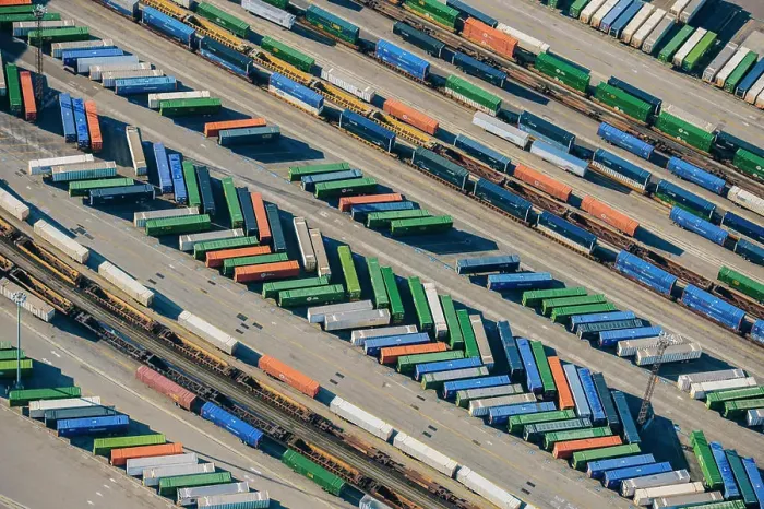 Framed Print : Shipping containers, aerial view Framed Print : Shipping containers, aerial view