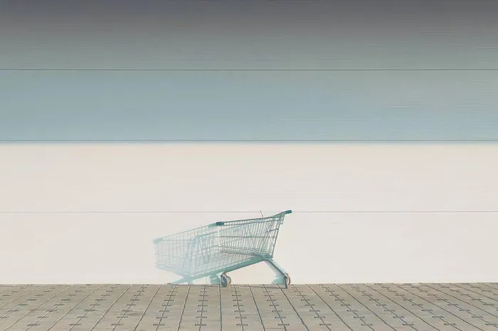 Framed Print : Empty shopping cart outside Framed Print : Empty shopping cart outside