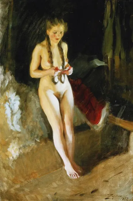 Framed Print : Signe. Anders Leonard Zorn (1860-1920). Oil on canvas. Dated 1912. 90.6 x 61cm