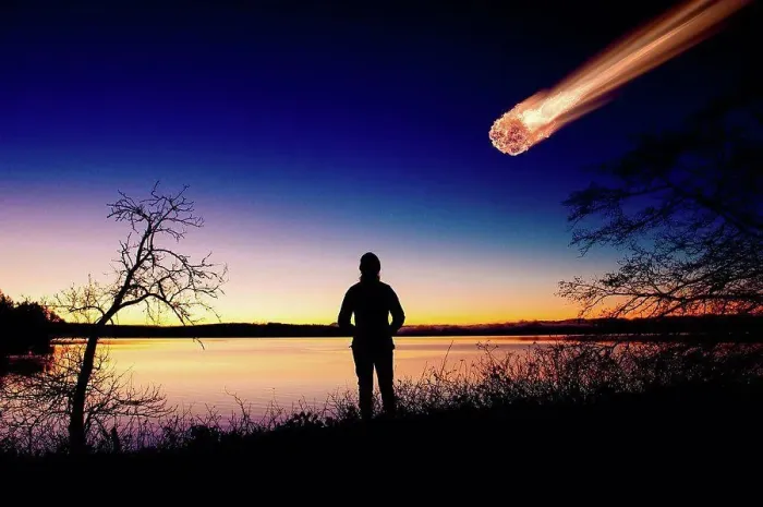 Framed Print : Silhouette of adult watching meteor falling in night sky Framed Print : Silhouette of adult watching meteor falling in night sky