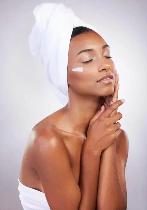 Framed Print : Skincare, model and cream for beauty Framed Print : Skincare, model and cream for beauty