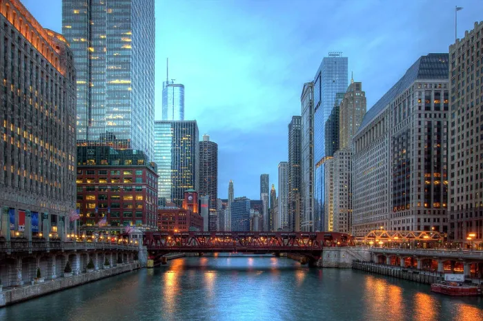 Framed Print : Skyscrapers line the Chicago River on the Near North Side of Chicago Framed Print : Skyscrapers line the Chicago River on the Near North Side of Chicago