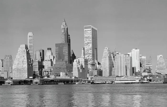Framed Print : Skyscrapers on the waterfront, Manhattan, New York City, New York, USA