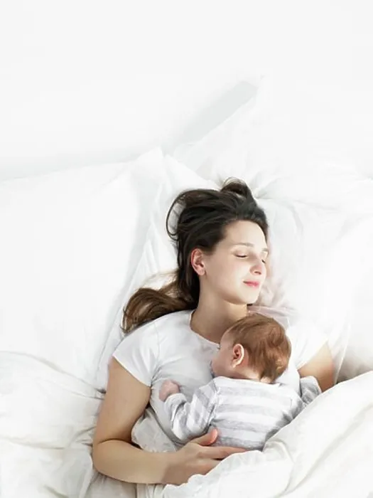 Framed Print : sleeping mother and baby