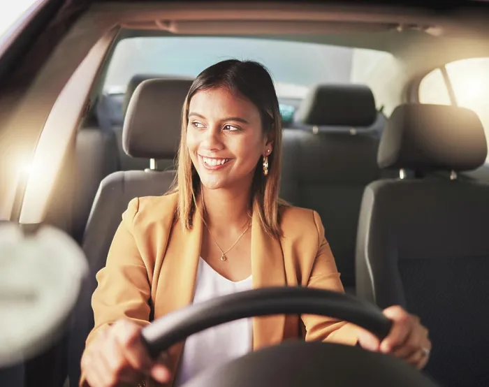 Framed Print : Smile, driving and business woman in car to travel Framed Print : Smile, driving and business woman in car to travel