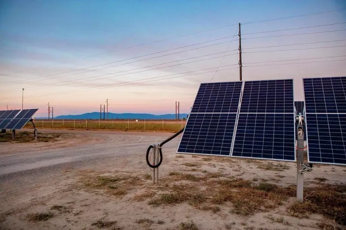 Framed Print : Solar farm in Central California