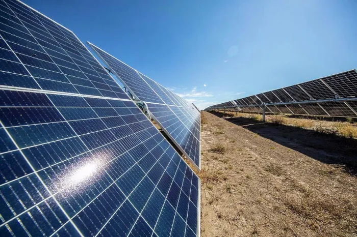 Framed Print : Solar farm in Central California