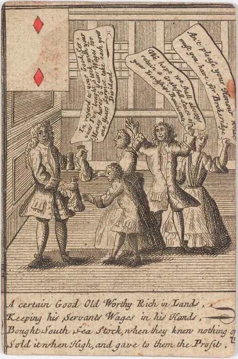Framed Print : South Sea Bubble Playing Card by Anonymous / Private Collection / ca 1720 / England / Copper engraving Framed Print : South Sea Bubble Playing Card by Anonymous / Private Collection / ca 1720 / England / Copper engraving