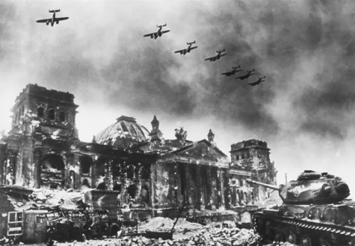 Framed Print : Soviet planes flying over the Reichstag, Battle of Berlin, Berlin, Germany, April 1945