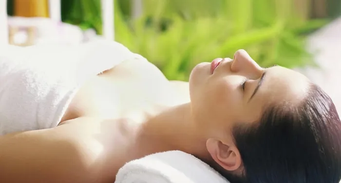 Framed Print : Spa, relax and woman on massage table for stress relief