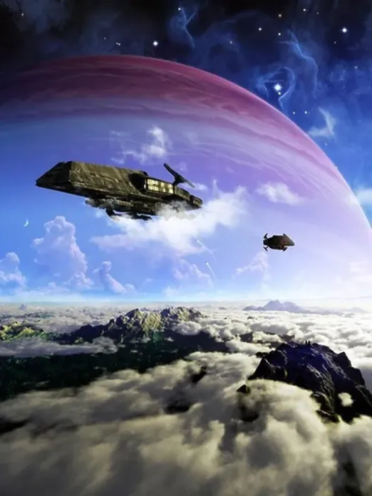 Framed Print : Two spacecraft prepare to depart with crewmembers left behind Framed Print : Two spacecraft prepare to depart with crewmembers left behind