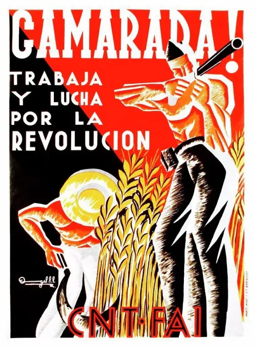 Framed Print : Spanish Civil War Anarchist propaganda poster: Camarada! Trabaja y lucha por la Revolución (Comrade) Framed Print : Spanish Civil War Anarchist propaganda poster: Camarada! Trabaja y lucha por la Revolución (Comrade)