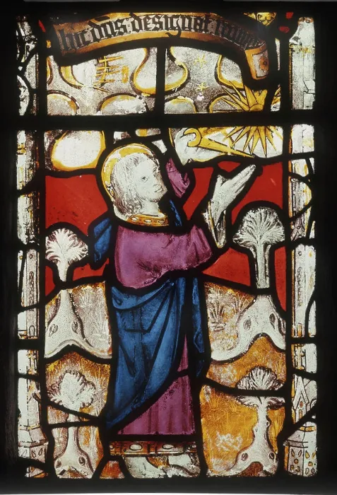 Framed Print : St Neots, Cornwall God creates the sun the moon and the stars 16th century stained glass Framed Print : St Neots, Cornwall God creates the sun the moon and the stars 16th century stained glass