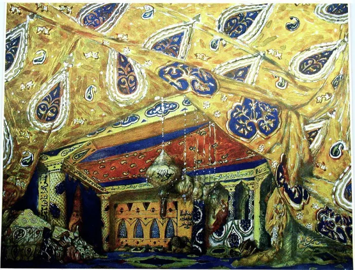 Framed Print : Stage design for the ballet Sheherazade by N