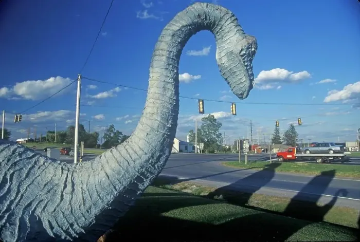 Framed Print : Statue of Dinosaur at roadside attraction, West VA Framed Print : Statue of Dinosaur at roadside attraction, West VA