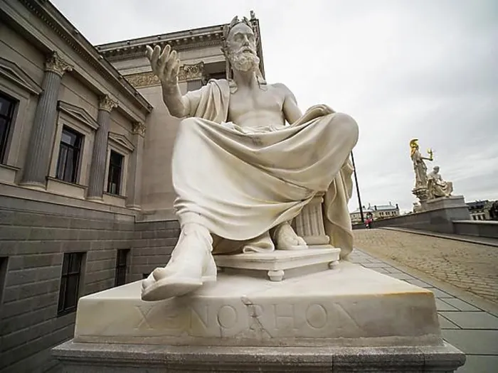 Framed Print : Statue of Xenophon, sculpture in front of the Parliament in Vienna, Austria, Europe Framed Print : Statue of Xenophon, sculpture in front of the Parliament in Vienna, Austria, Europe