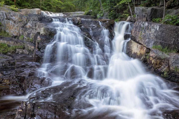 Framed Print : Stepped Falls on Brown Brook in Ellsworth, New Hampshire USA during the summer months