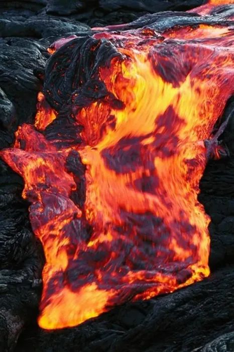 Framed Print : A Stream of Glowing Hot Pahoehoe Lava Moving Quickly Over a Ledge Framed Print : A Stream of Glowing Hot Pahoehoe Lava Moving Quickly Over a Ledge