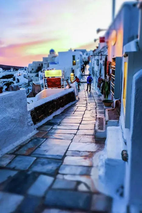 Framed Print : Street. Oia. Santorini. Cyclades islands. Greece