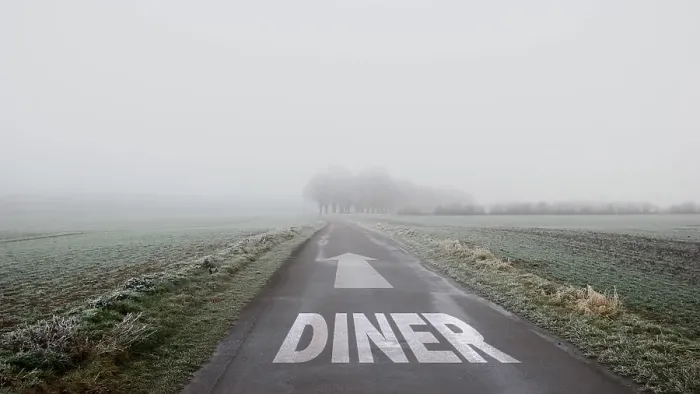 Framed Print : Street Sign to Diner Street Sign to Diner Copyright: xZoonar.com / ThomasxxReimerx 13717800