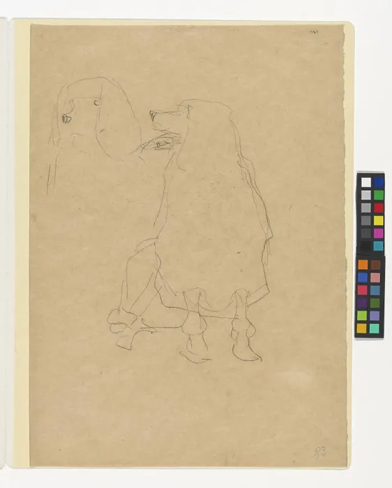 Framed Print : Two studies on a poodle, Gustav Klimt -, artist