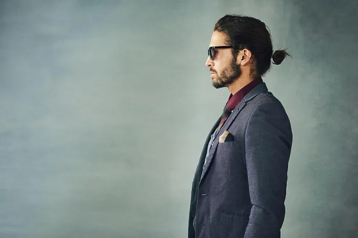 Framed Print : Studio, profile and man in suit for fashion