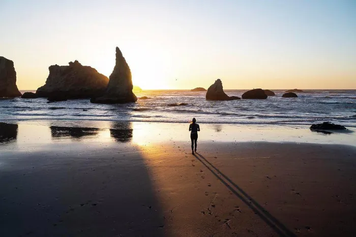 Framed Print : Sun Setting Behind Sea Stacks On The Oregon Coast Framed Print : Sun Setting Behind Sea Stacks On The Oregon Coast