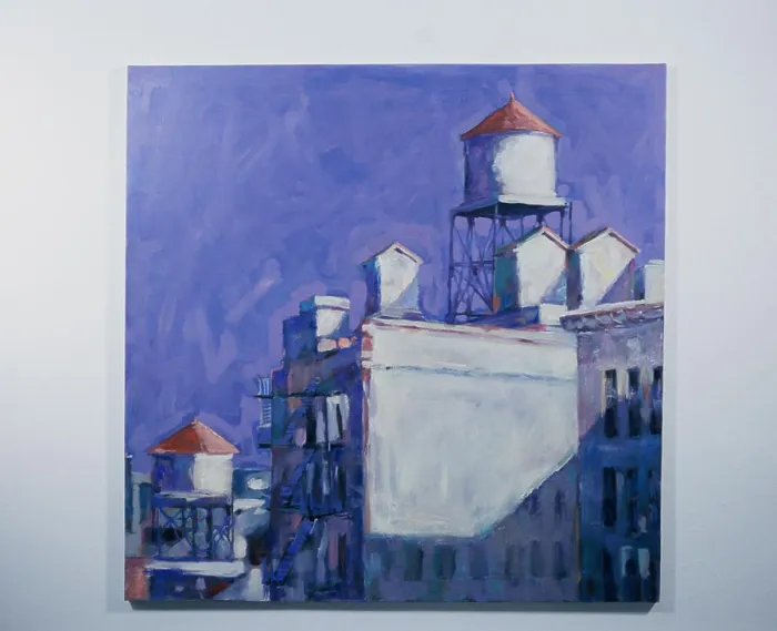 Framed Print : Sunlit Watertowers 2001 Patti Mollica (20th C. American) Oil Private Collection Framed Print : Sunlit Watertowers 2001 Patti Mollica (20th C. American) Oil Private Collection