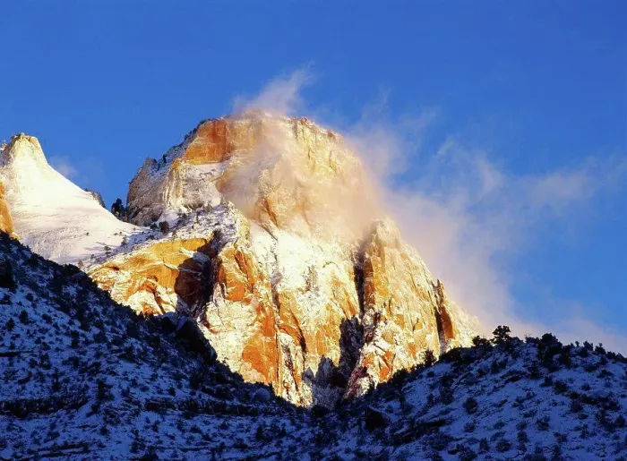 Framed Print : Sunrise on the Sentinel following a winter storm, Zion National Park, Utah Framed Print : Sunrise on the Sentinel following a winter storm, Zion National Park, Utah