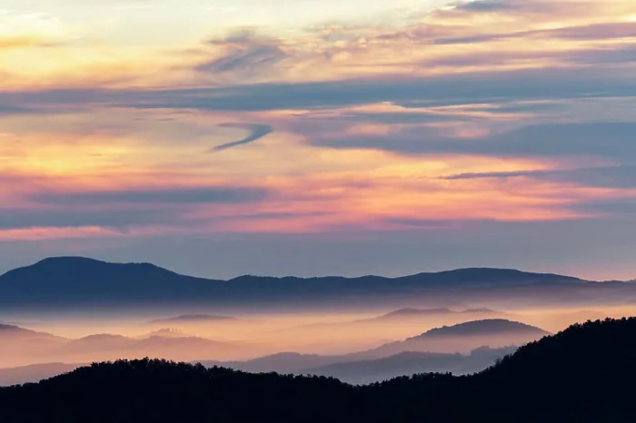 Framed Print : Sunset from Blue Ridge Parkway, North Carolina in fall Framed Print : Sunset from Blue Ridge Parkway, North Carolina in fall