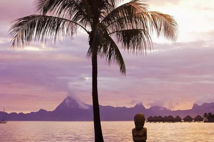 Framed Print : Sunset on tahiti with view of moorea Framed Print : Sunset on tahiti with view of moorea