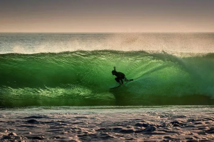 Framed Print : Surfer surfing on barreling wave, Crab Island, Doolin, Clare, Ireland Framed Print : Surfer surfing on barreling wave, Crab Island, Doolin, Clare, Ireland