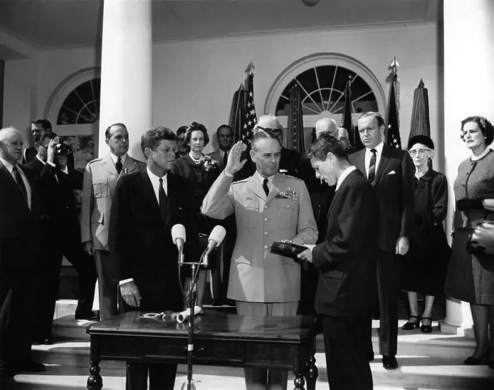 Framed Print : Swearing-in ceremony, Gen. Maxwell Taylor Framed Print : Swearing-in ceremony, Gen. Maxwell Taylor