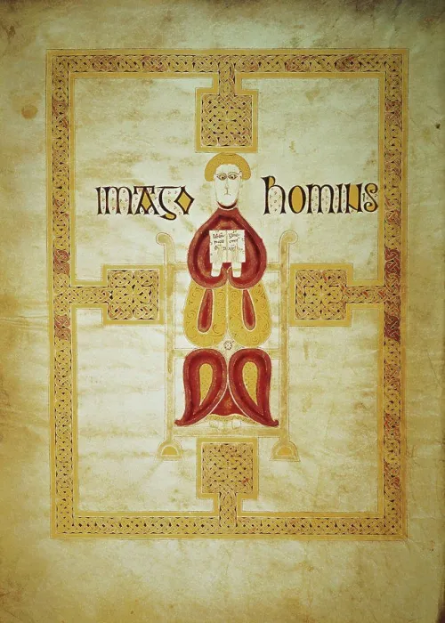 Framed Print : Symbol of Matthew, Imago Hominus from the Echternach Gospels